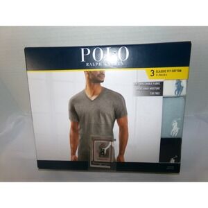 MENS POLO RALPH LAUREN V-NECK UNDERSHIRTS~3 PACK~SZ MED~NIB